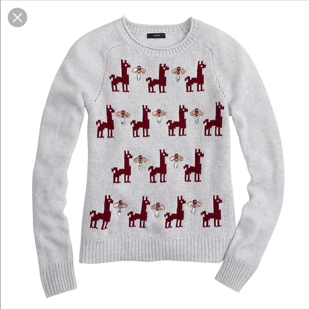 J Crew Llama Jeweled Sweater